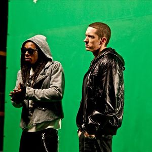 Eminem and Lil Wayne making the video for No Love 001